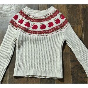 Cynthia Rowly Apple Cream sparkly cable knit sweater Girls sz 7/8 back to school